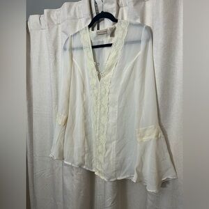 Apostrophe Cream Lace Trim Blouse